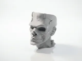 Half Skull Frankenstein Face Sculpture 3D Printable
