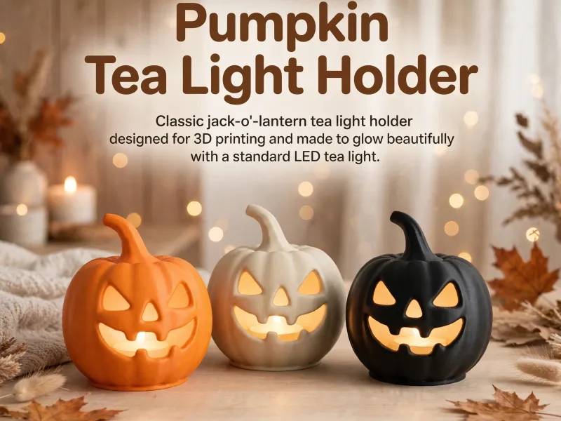 Halloween Pumpkin Tea Light Holder, LED Candle Lantern