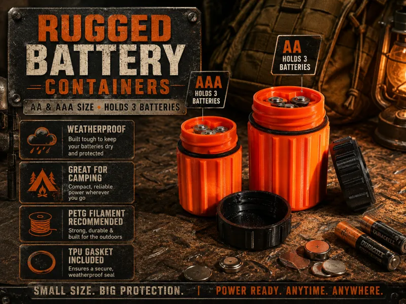Rugged AA & AAA Battery Containers