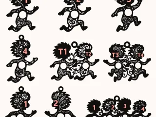 Funny Running Cartoon Pendant Set – 1 2 3 4 Number Charm