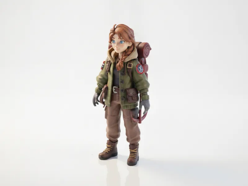 Backpack Lady Explorer Female Figurine 3D Printable