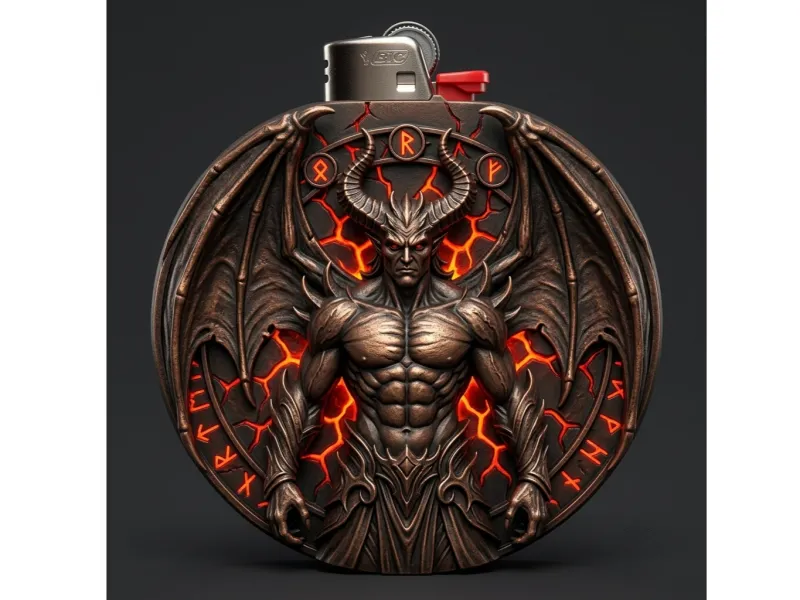 Case for lighter BIC J6 Demonic medallion style