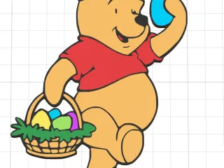 Pooh carrying an Easter Basket