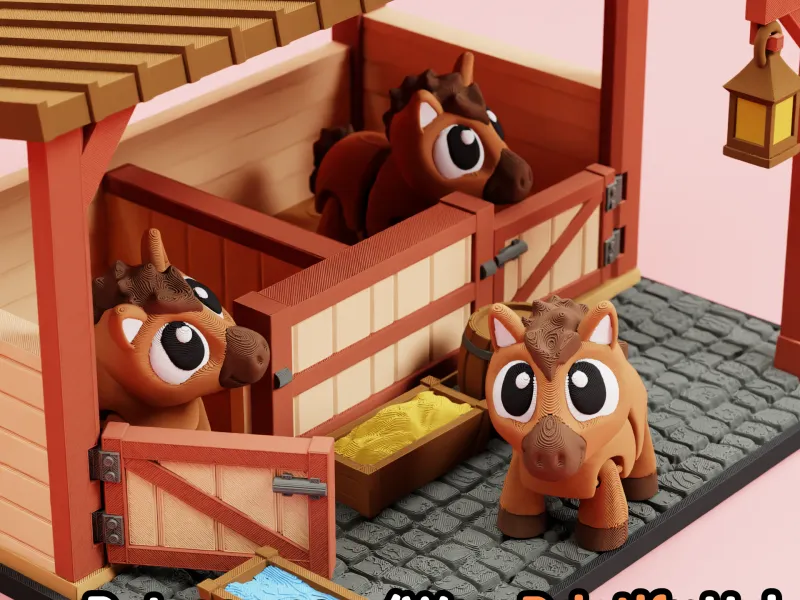 Cute Horse Stable STL File: Articulated Flexi Toy