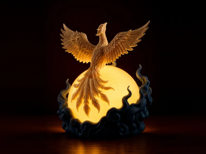Phoenix Moon Lamp 3D Print | Mythical Firebird Night Light