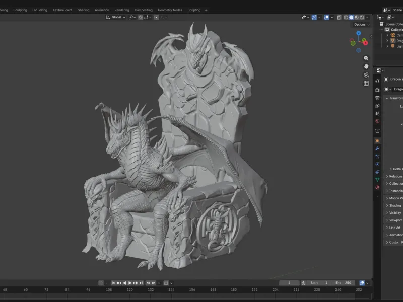 Dragon King Seated on a Throne in His Lair