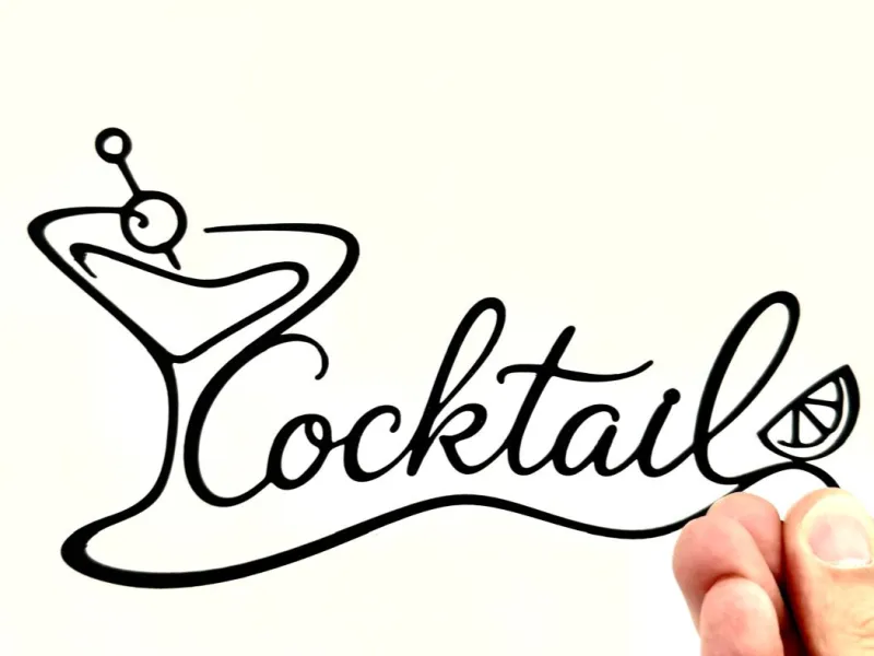 Arte da parete Cocktail a linea continua, arredamento elegante per bar e cucina