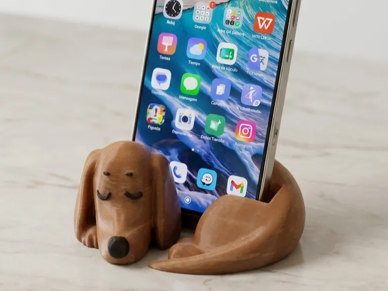 Suporte para celular de salsicha dormindo