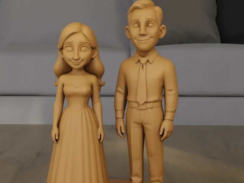 Wedding Couple Figurine STL Bride Groom separated