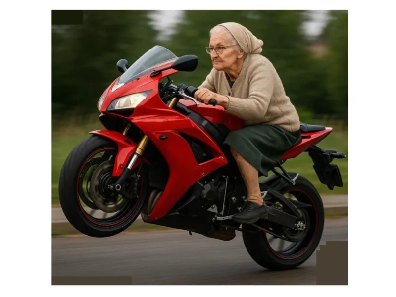 Wheelie on a Red Sportbike Oma