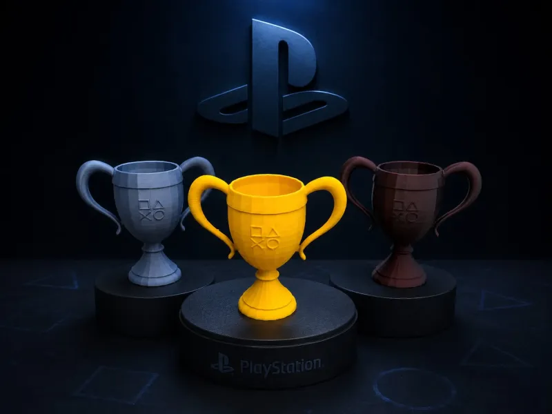 Playstation trophy on a pedestal