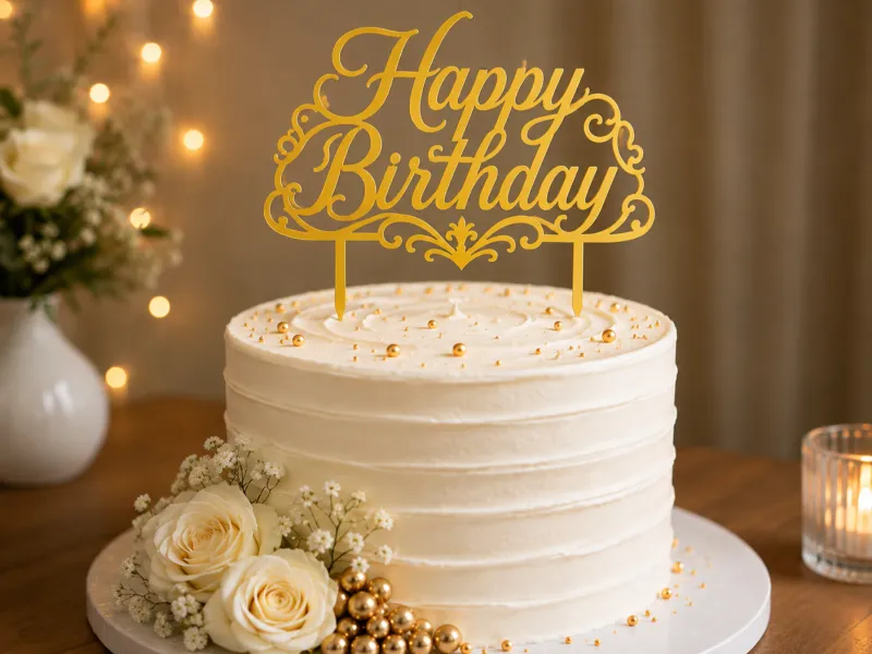 Happy Birthday Ornamental Cake Topper Topper de Aniversário