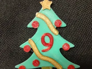 9 Number - Christmas Tree with Baubles, Tinsels and Star