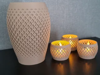Diamond Pattern Vase & Tealight Set