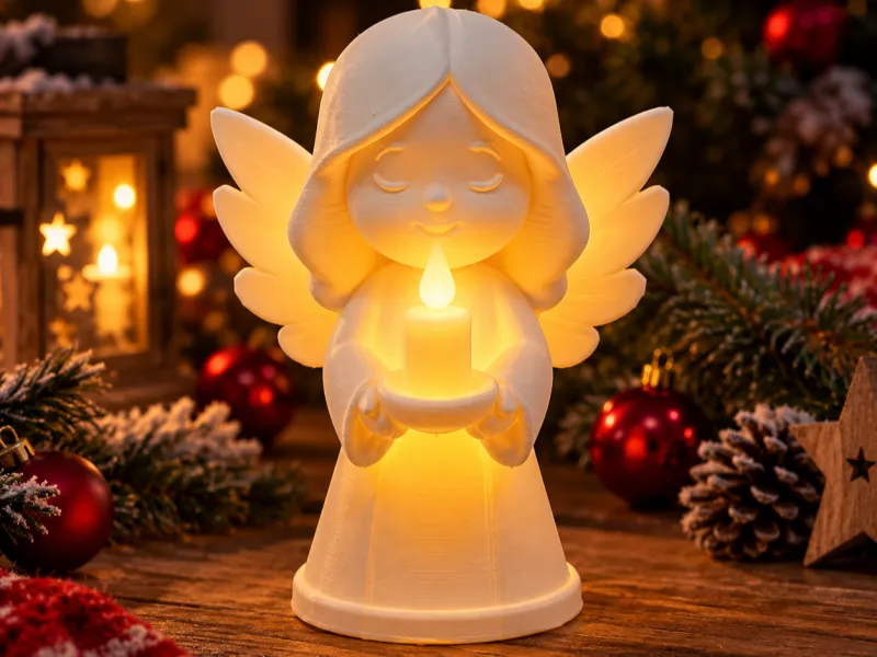 Ange de Noël avec une bougie