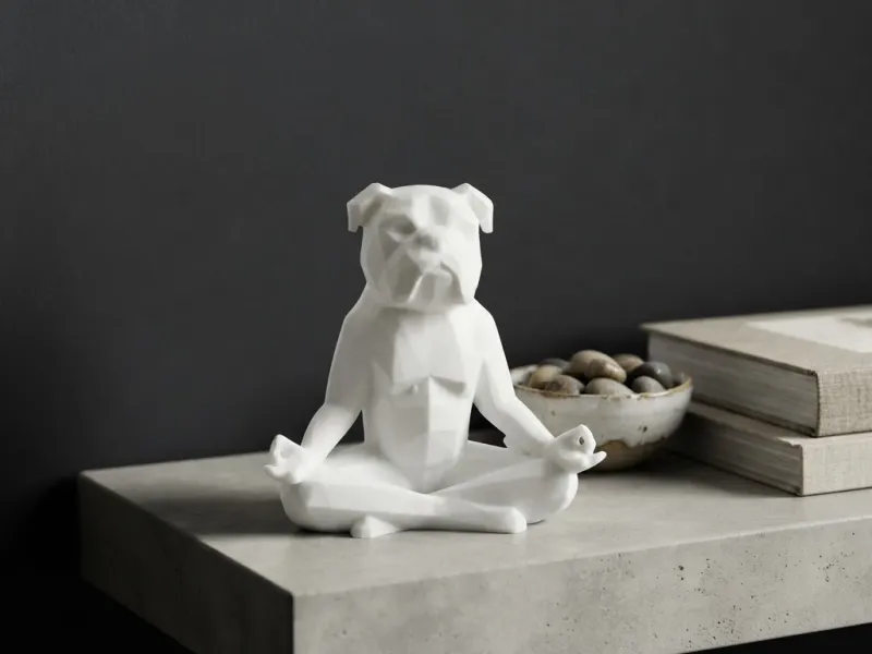 Low-Poly Yoga Bulldog Statue