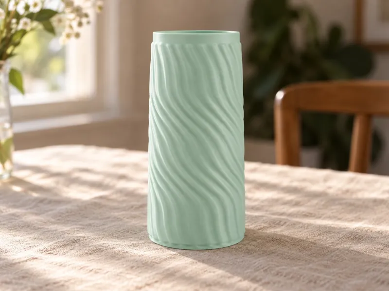 Twisted Tapered Vase with Wavy Ribs
