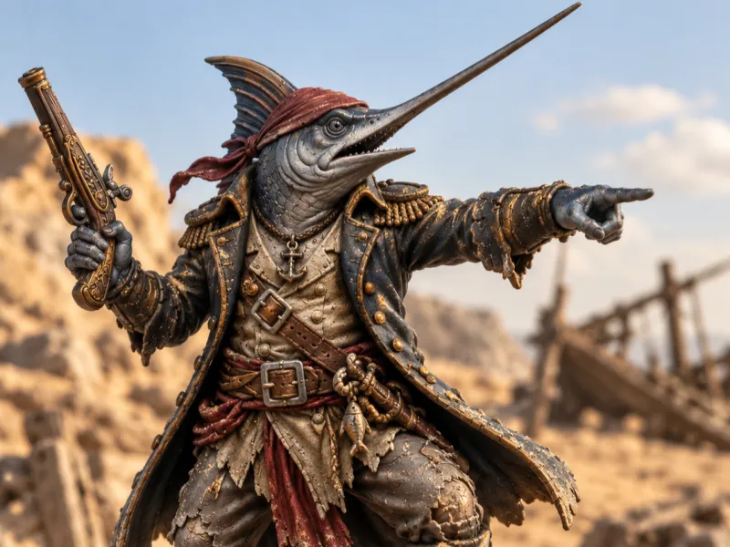 captain Narvallo, famous pirate, for tabletop, RPG or deco