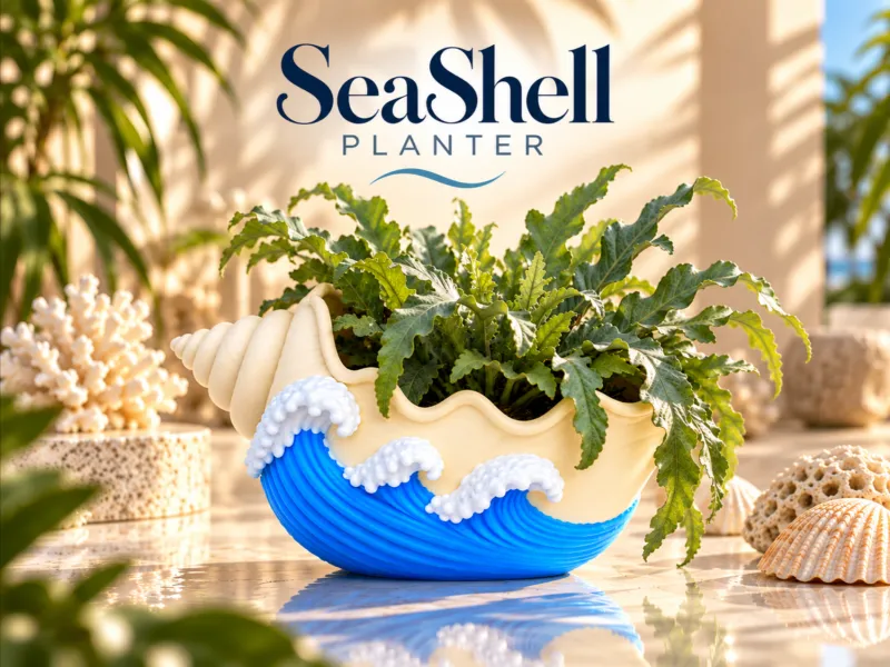 SeaShell Planter – Ocean Wave Inspired Decorative Plant Pot