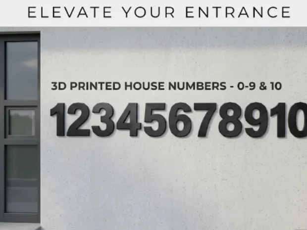 Modern Geometric House Numbers Complete Set 0-9 & 10 Minimal