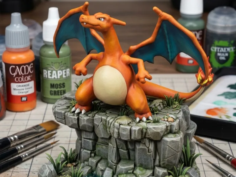 Figura de Pokémon Charizard con base de diorama