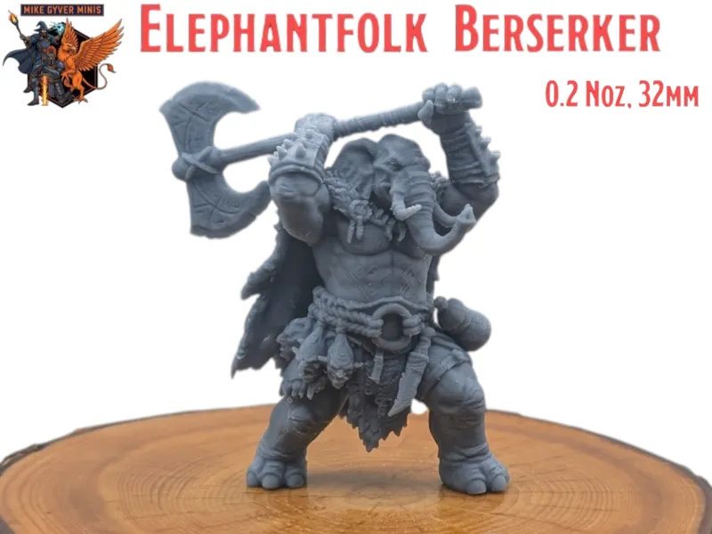 Elefantenvolk-Berserker - MGM druckfertige Miniatur