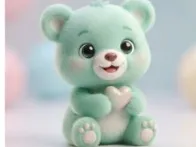 Cute Chibi Valentine Teddy Bear with Heart