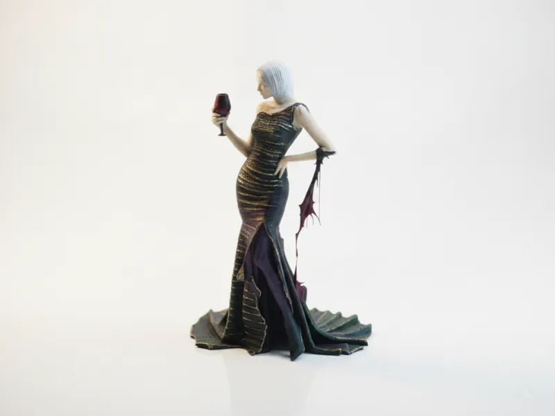 Elegante Dame mit Weinglas – 3D-druckbare Figurine