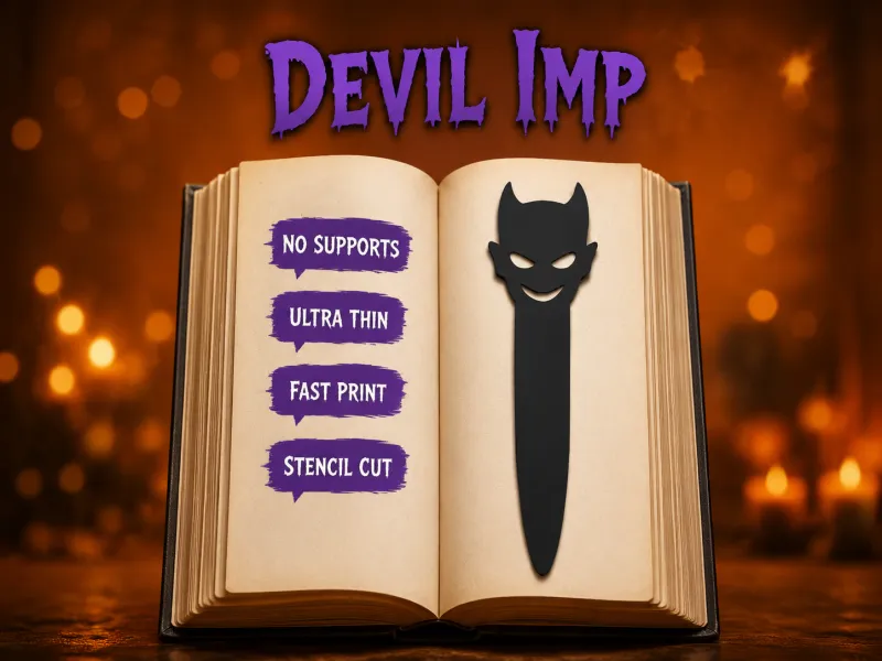 Gothic Devil Imp Bookmark - Spooky Halloween Stencil