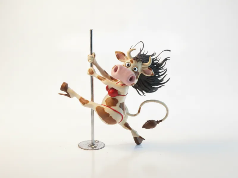 Dancing Cow Pole Dancer Figurine 3D Printable