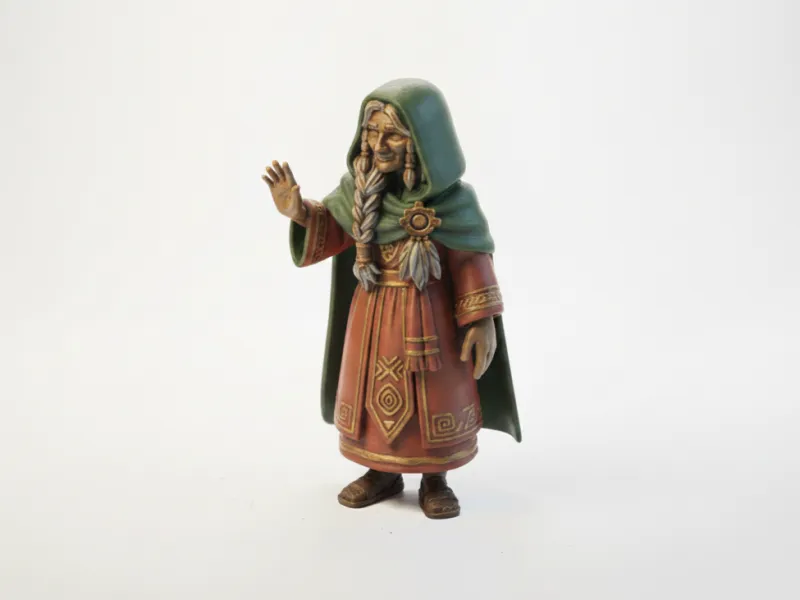 Tribal Lady Waving Figurine Female Character 3D Printable