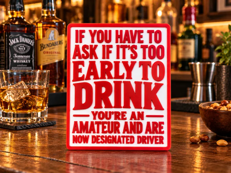 Too Early to Drink – Designated Driver Sign