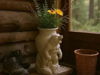 Grizzly Vase – Roaring Power in Sculptural Form
