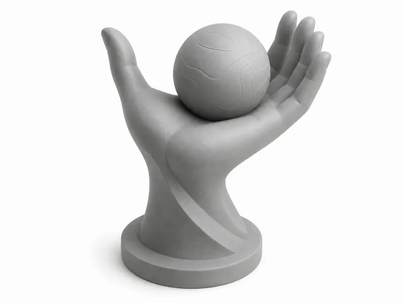 Hand, die einen Planeten hält