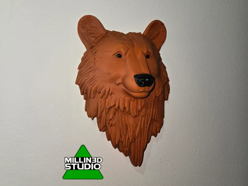 Brown Bear head Sculpture Wall mount