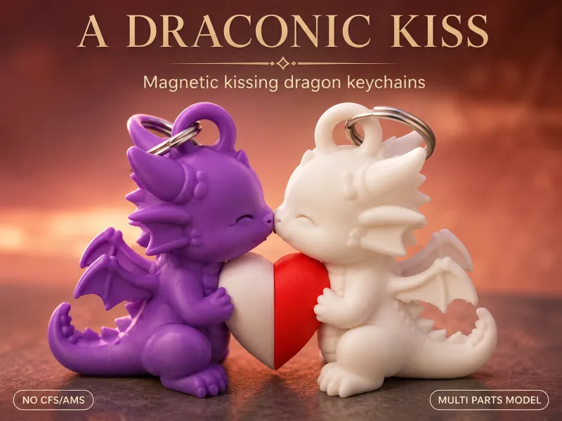 ドラコニック・キス - 磁石でキスするドラゴンキーホルダー