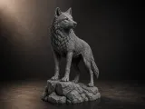 Realistic Wolf Statue – Highly Detailed 3D Printed-0