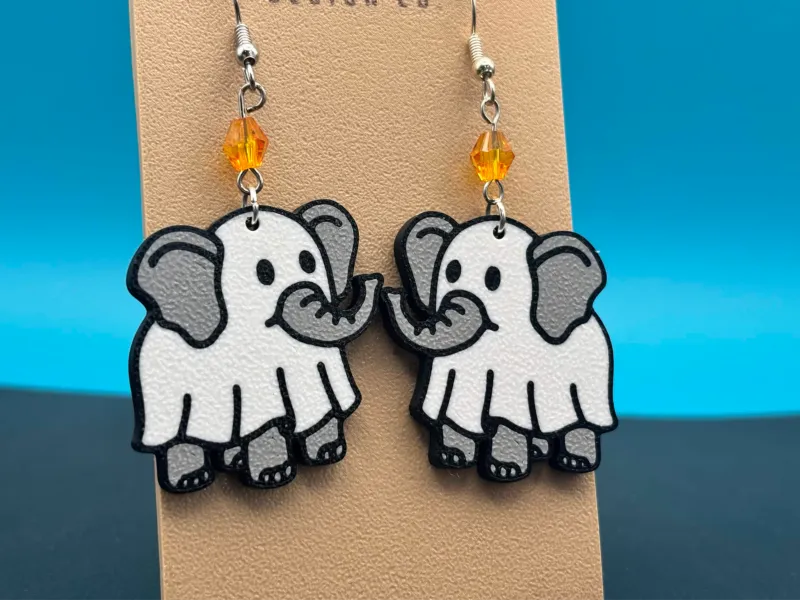 Brincos de Elefante Fantasma para o Halloween | Impressão Rápida