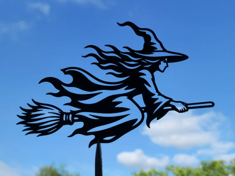 Flying Witch 2D Wall Art Halloween Fantasy Decor hq