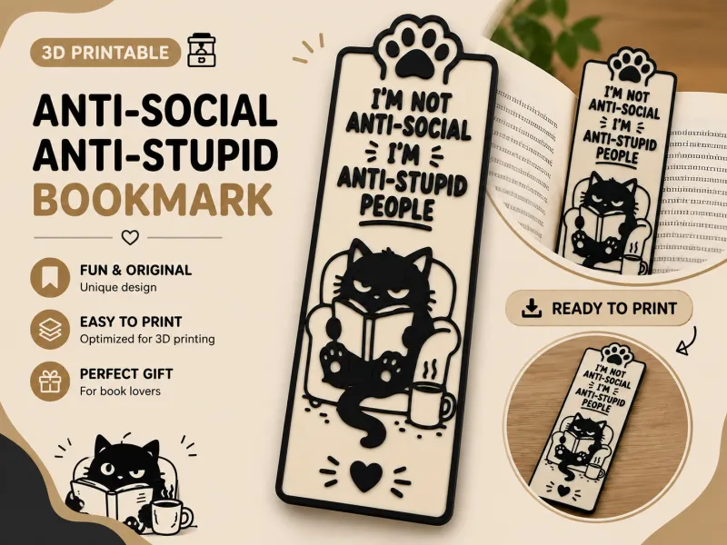 Segnalibro Gatto Antisociale Anti-Stupido