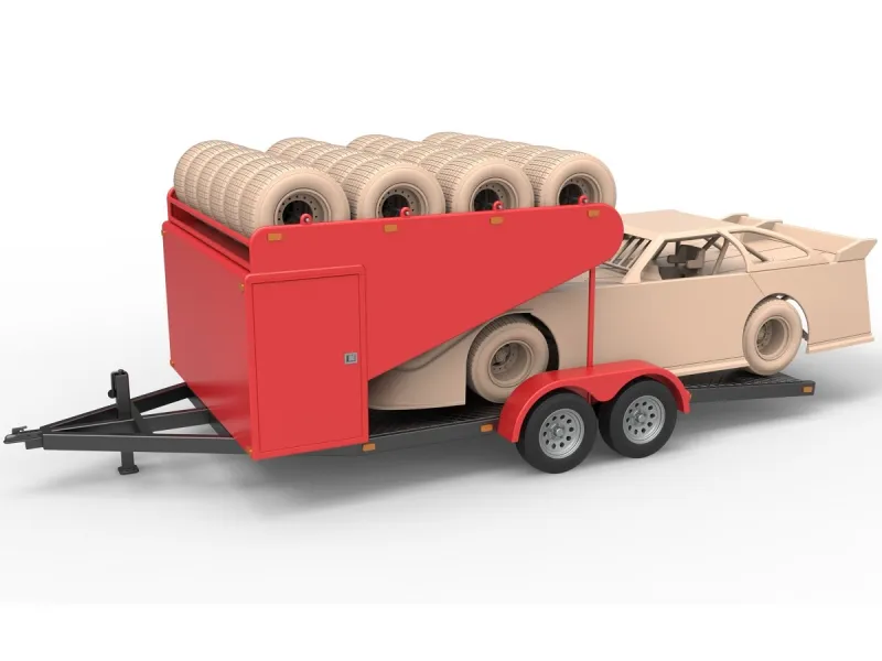 Reboque Aberto Vintage para Carro de Corrida Escala 1:25
