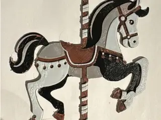 Cheval de carrousel, à plat, 4 couleurs