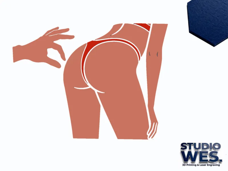 Butt Pinch - Silhouette - Wall Art