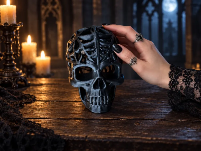 Spiderweb Skull – Gothic Halloween Decoration