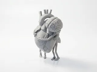 Heart And Brain Embrace Sculpture 3D Printable