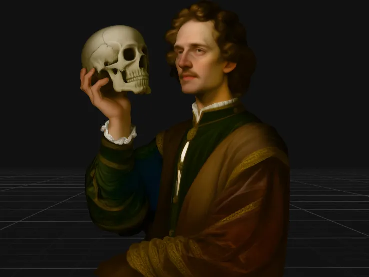 Hamlet with Skull Bust | Shakespeare Tragedy Sculpture