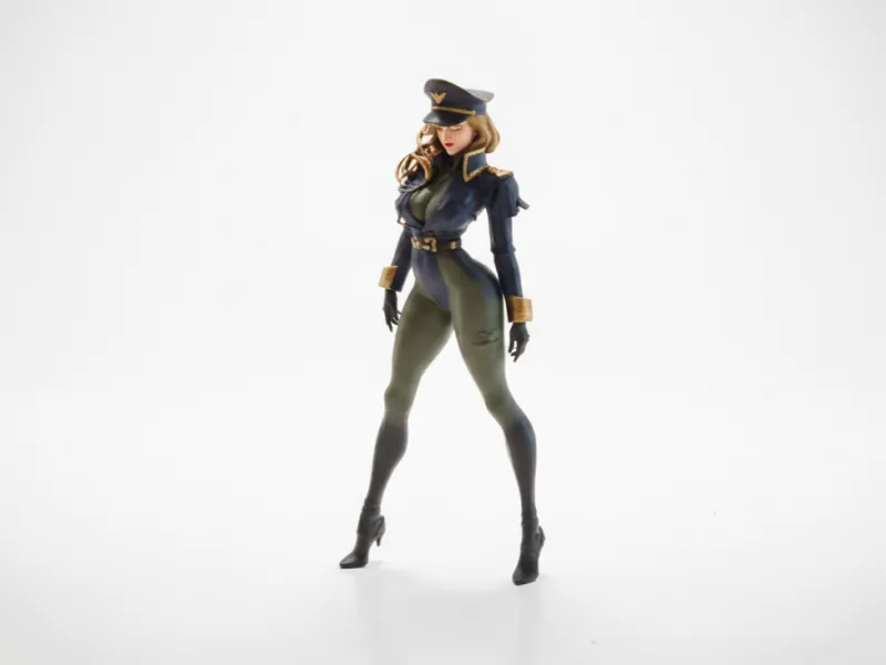 Figurina 3D stampabile di un'ufficiale femminile prosperosa