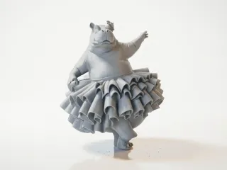 Hippo Ballerina Figurine Dancing Animal 3D Printable