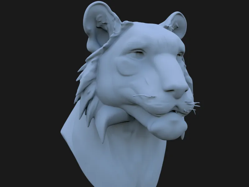Bengal Tiger Bust 2 3D STL Printable 3D Model STL 3D print m