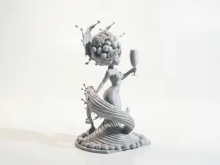 Cocktail Lady Figurine Female Figure 3D Printable